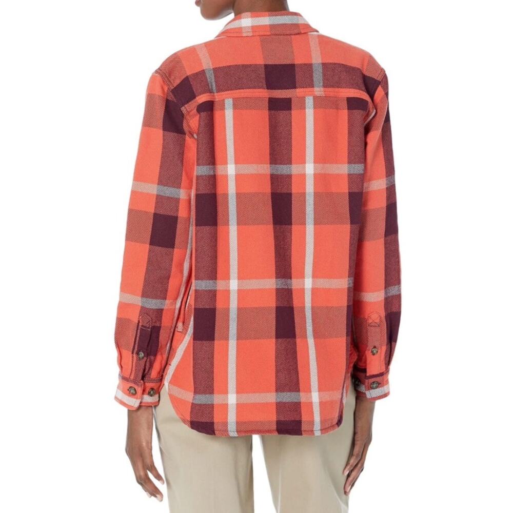 CARHARTT orange plaid heavyweight Rugged Flex 100% cotton flannel shirt jacket - Picture 3 of 8